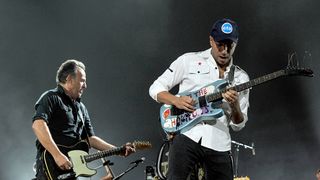 Tom Morello and Bruce Springsteen playing live on stage together