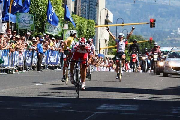 The man in polka dots gives it a final go.