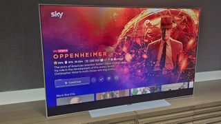 A Sky Glass TV with Oppenheimer showing on screen