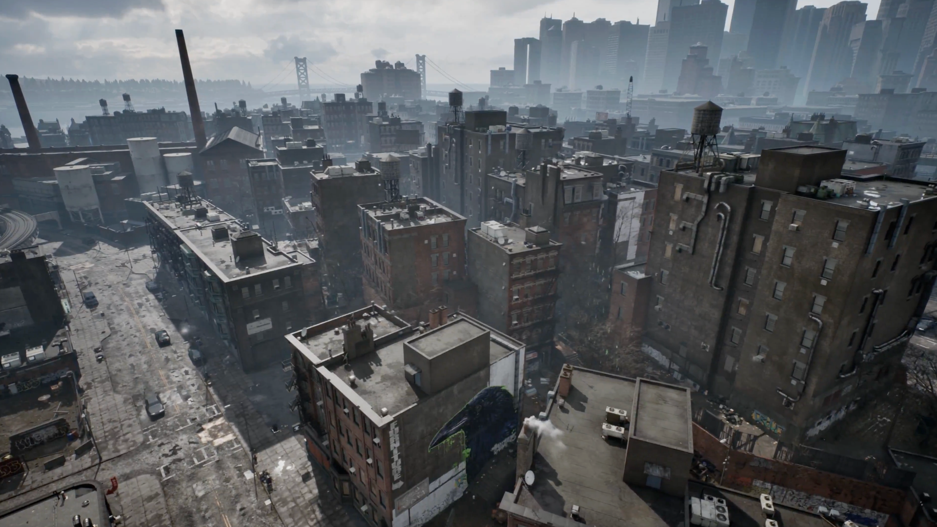A screenshot shows a nearly empty gray city 