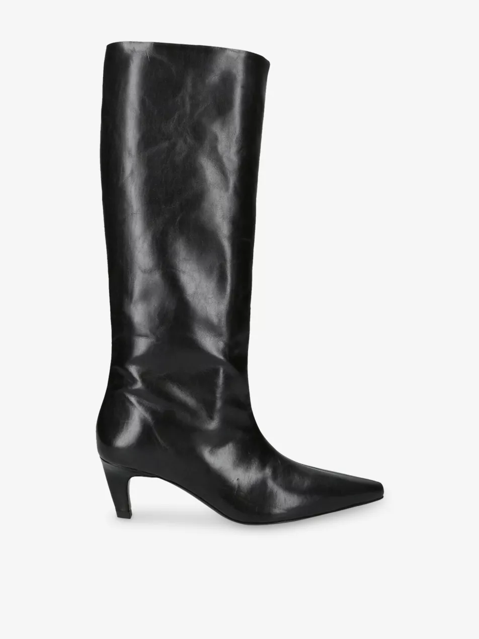 Cave Leather Heeled Knee-High Boots