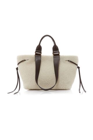 Wardy Leather-Trimmed Shearling Tote 