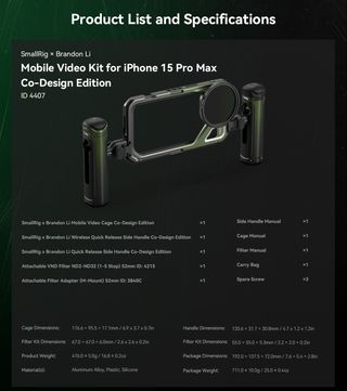 SmallRig X Brandon Li Mobile Video Kit for iPhone 15 Pro Max,with