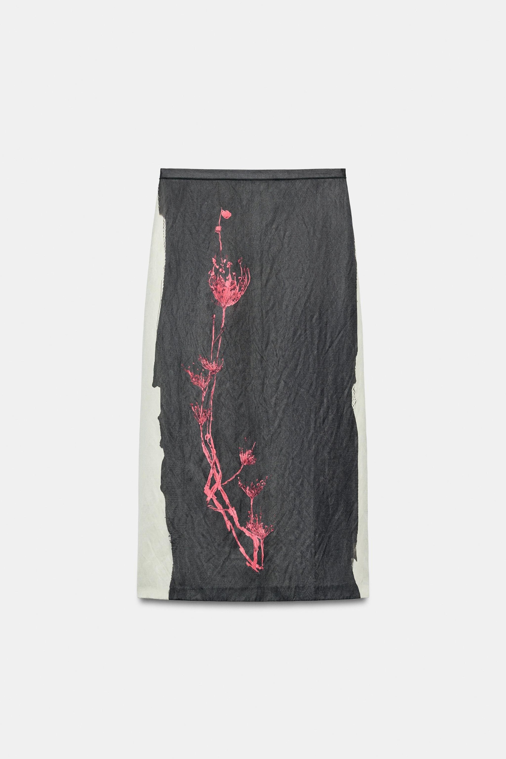 ZARA, Zw Collection Printed Midi Skirt - Taupe Gray - Xs