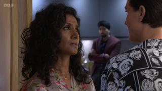 Suki Panesar and Eve Unwin with Kheerat crossing his arms in the background