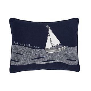 cushion with navy blue colour and boat printed