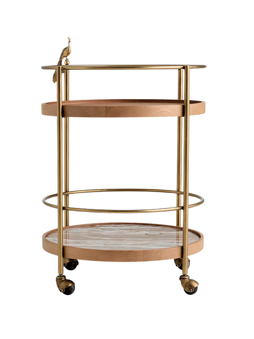 Ida Marble Peacock Bar Cart