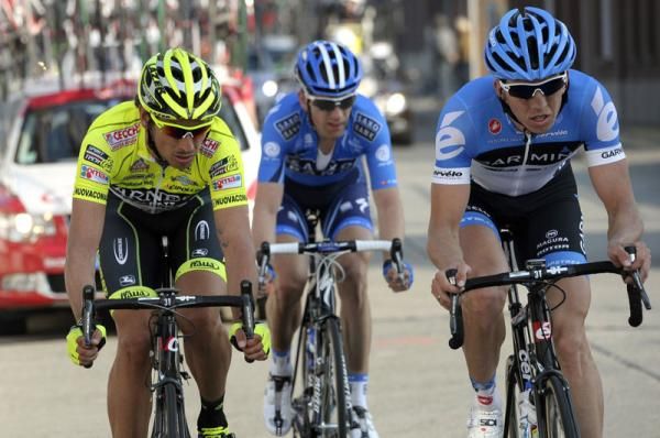 Filippo Pozzato (left) finished in sixth place