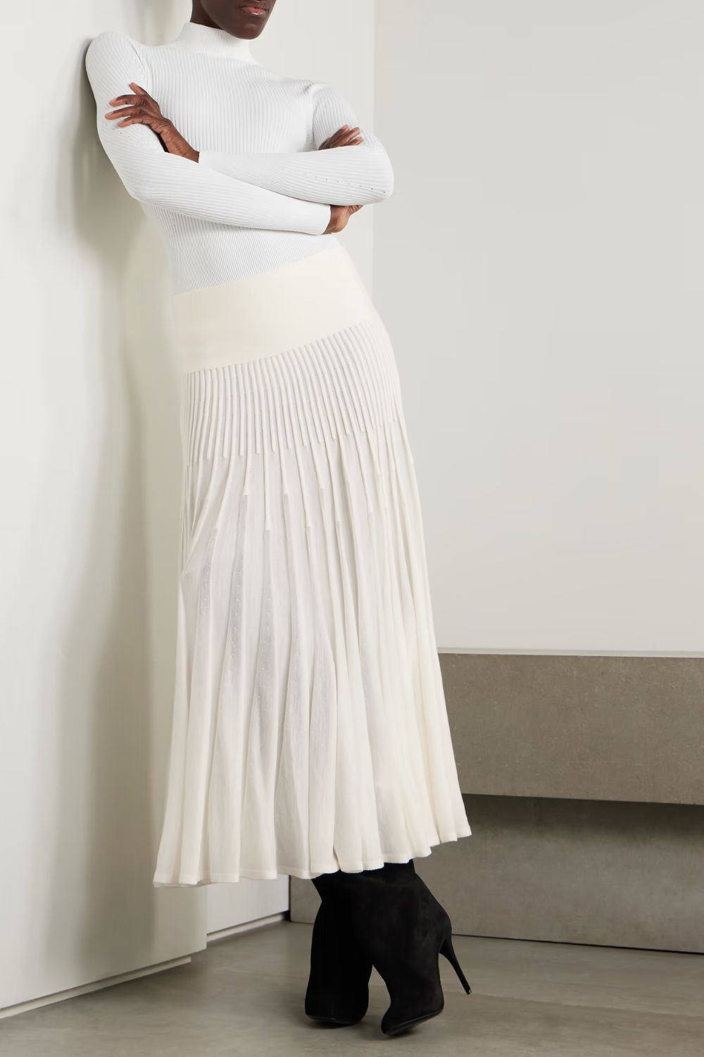 Alaïa Pleated wool midi skirt