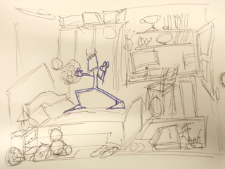 Before starting any CG work, Marcos drew a rough sketch of the composition