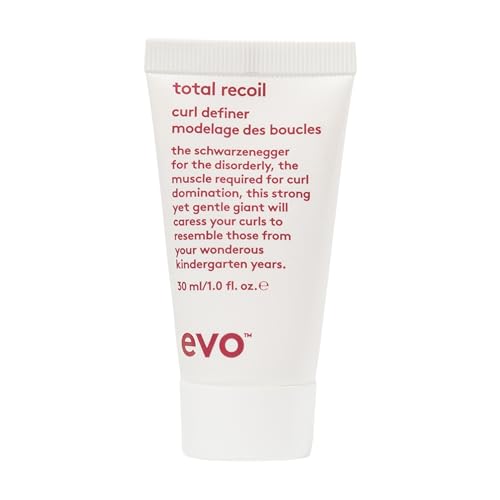 Evo Total Recoil Curl Definer - Strong Hold Defining Moisturizing Cream - Enhances Natural Curl Pattern & Reduces Frizz - Humidity Control - Travel Size, 30ml / 1.01fl.oz