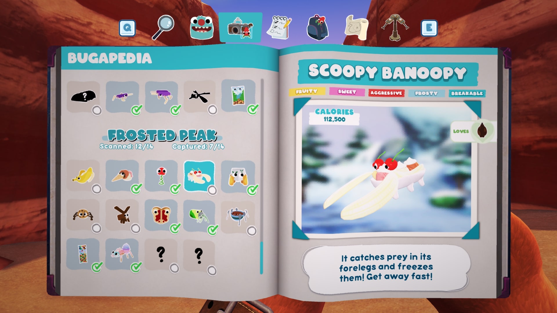 Bugsnax Bugapedia: Scoopy Banoopy