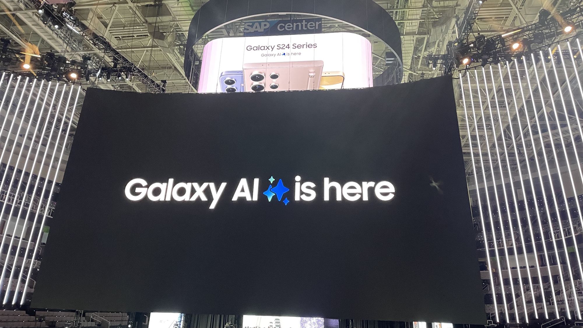 Galaxy AI banner at Galaxy Unpacked 2024