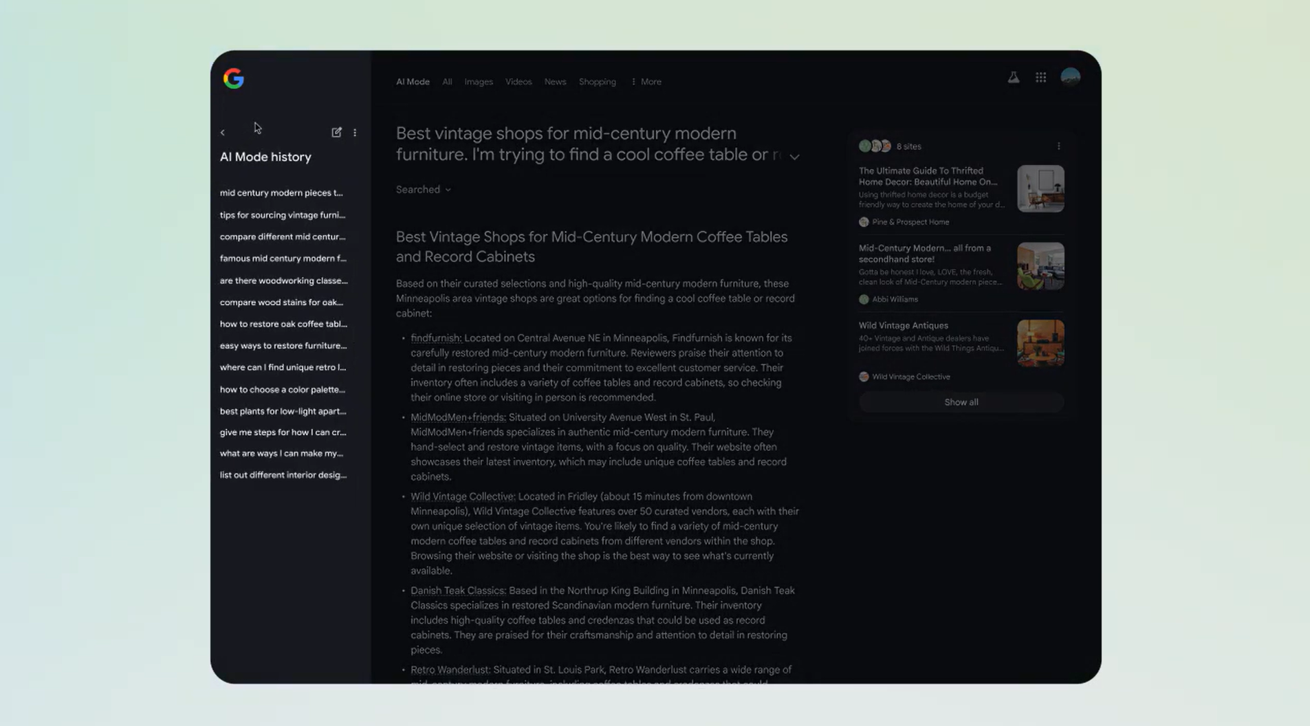 Google AI Mode screenshot