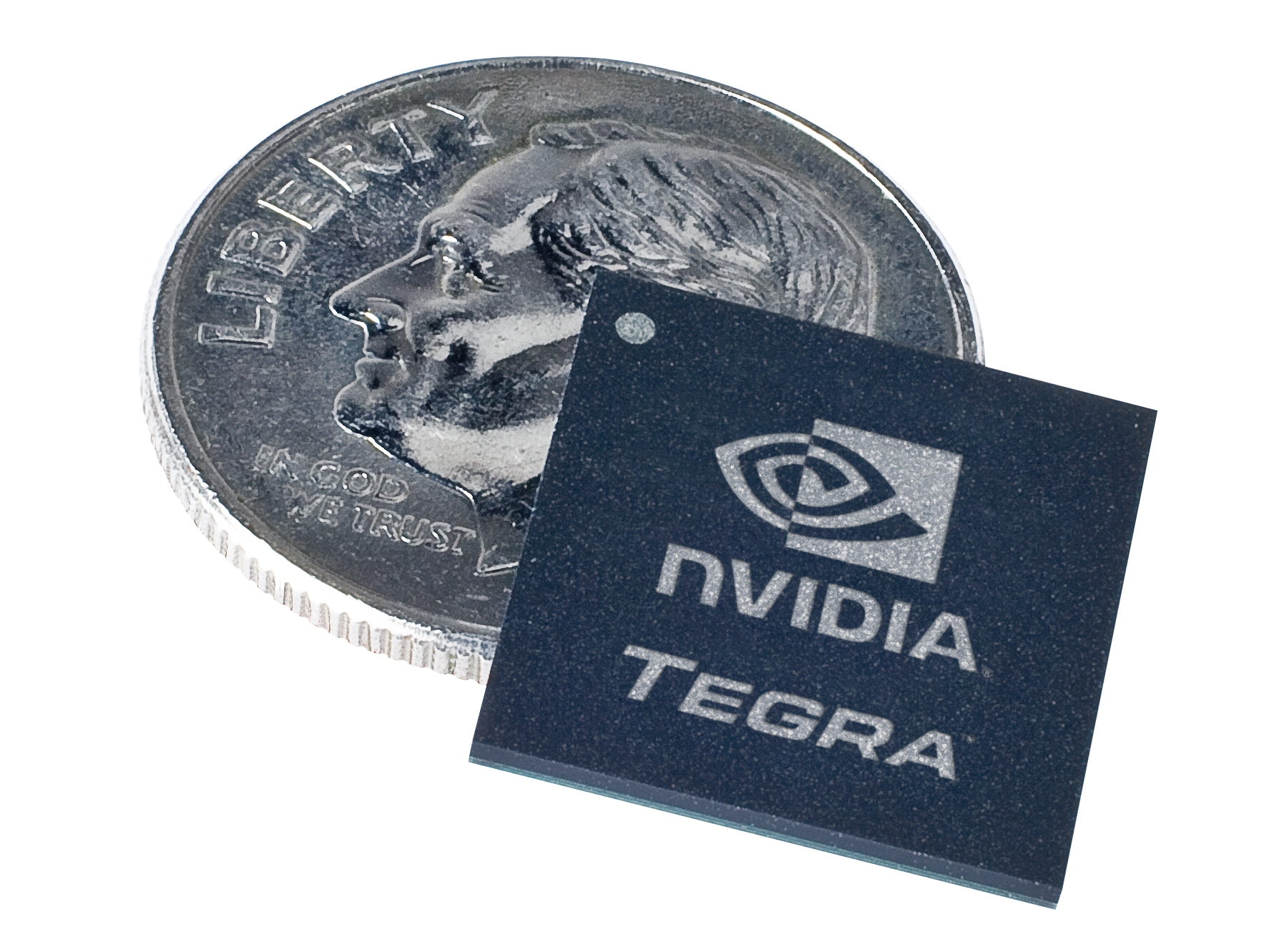 Nvidia&#039;s new Tegra chip - on a US dime coin (ie it&#039;s THAT tiny!)