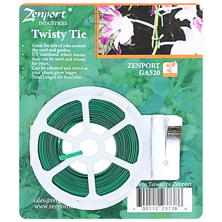 Zenport Ga520 Garden Twisty Plant Tie, 65-Feet, Green - 3 Pack