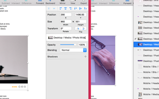 Left: a symbol in place, Right: Selecting a new Symbol, in this case swapping an image placeholder for a video placeholder