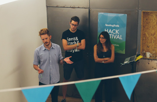 A team explain their project to the group