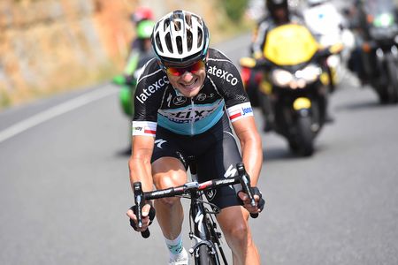 Michal Golas attacks on his own during stage 14.