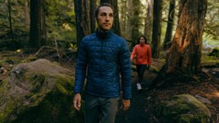 Twho hikers wearing the North Face Thermoball Eco Jacket