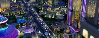 SimCity night boulevard