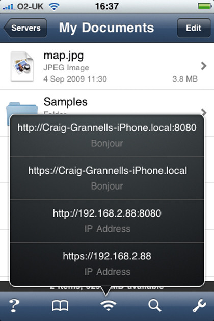 Share data with your iphone: air sharing