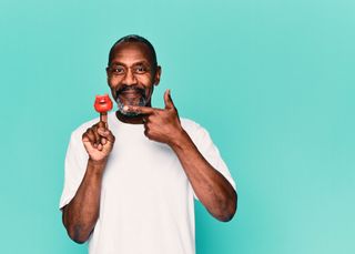 Sir Lenny Henry with a red nose for Red Nose Day 2022