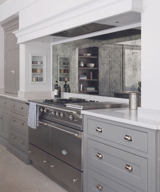 Range oven in grey kitchen