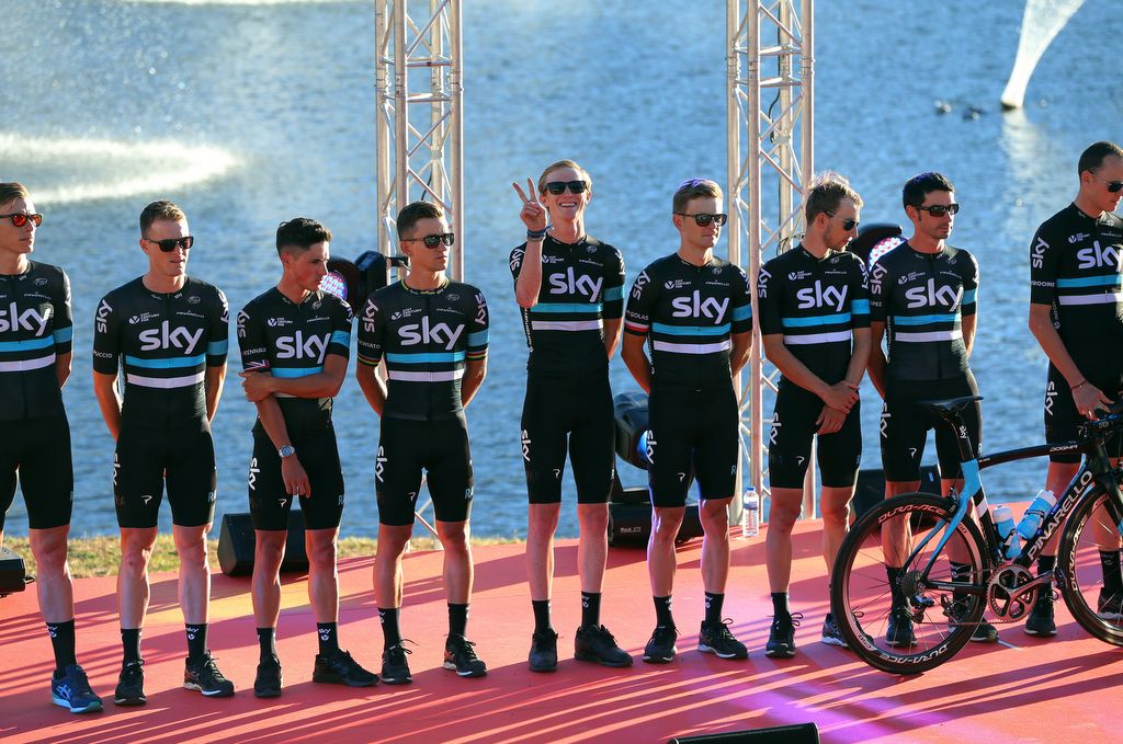 Ian Boswell enjoying his moment on the stage with Team Sky