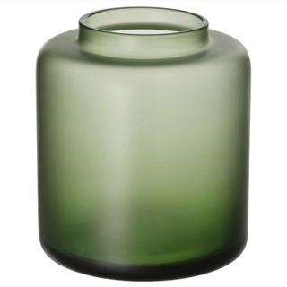 green frosted glass vase