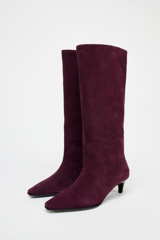 Suede Kitten Heel Ankle Boots