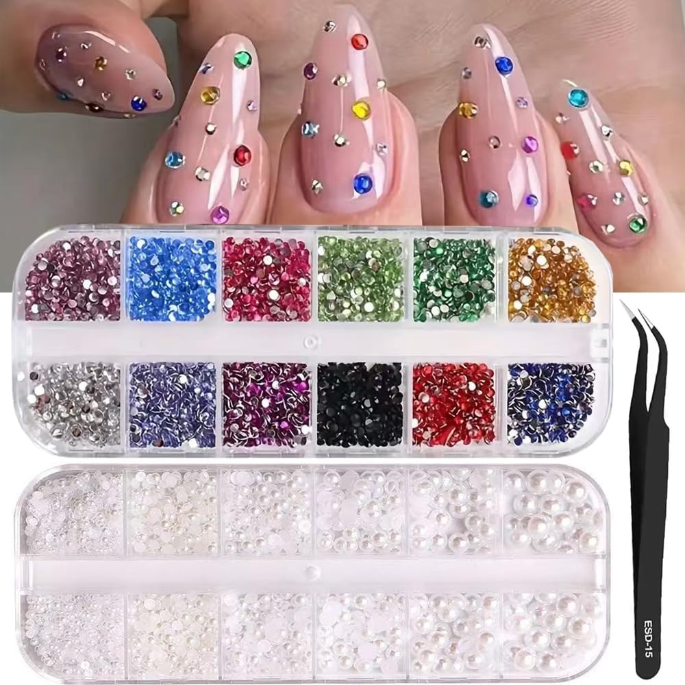 Colorful nail art 3D rhinestones