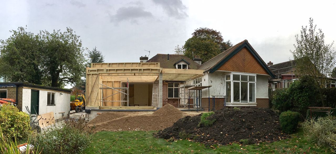 rear extension to a bungalow being built