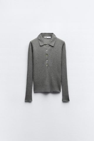 Zara gray polo-neck sweater