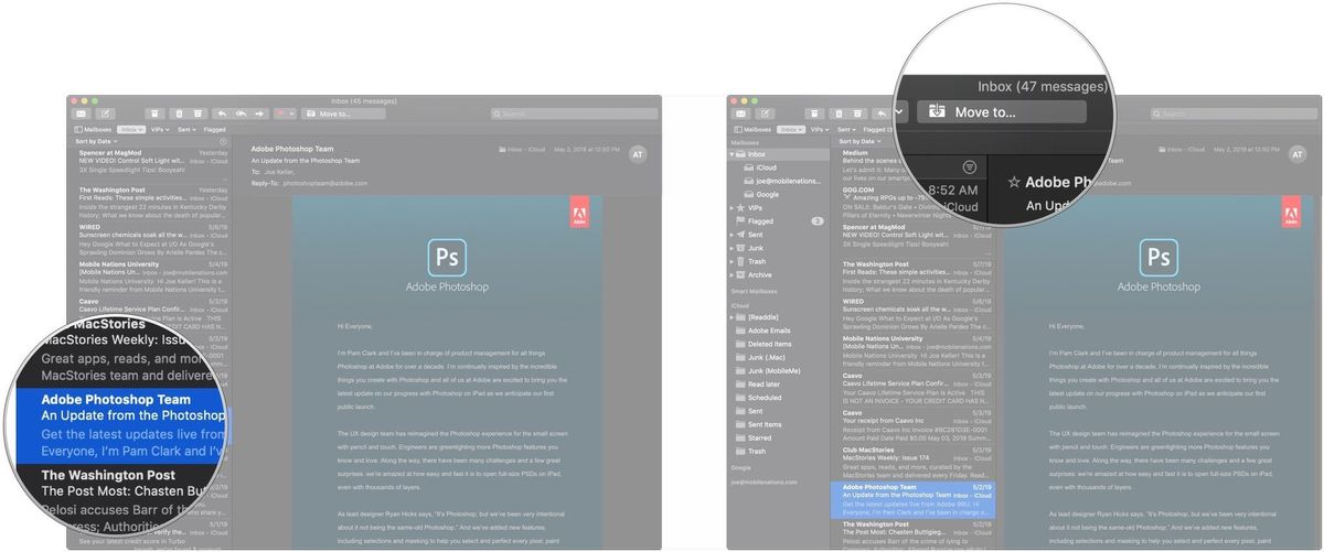 mac mail organize by conversation newest on top