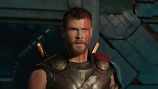 Chris Hemsworth as Thor in gladiatorial arena in Thor: Ragnarok