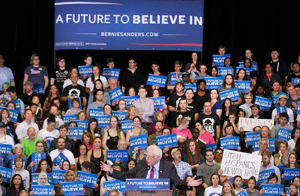 Bernie Sanders at a rally.