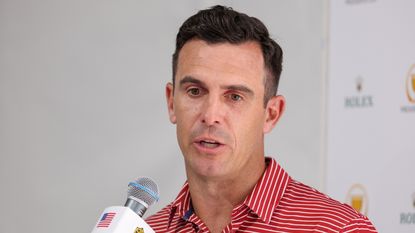 Billy Horschel speaks to the media at the Presidents Cup