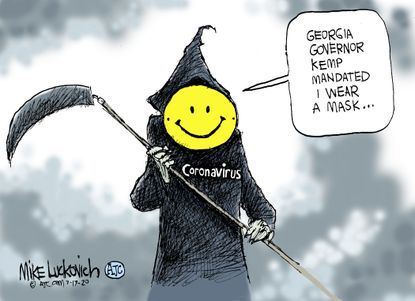 Editorial Cartoon U.S. Georgia Gov Kemp coronavirus masks