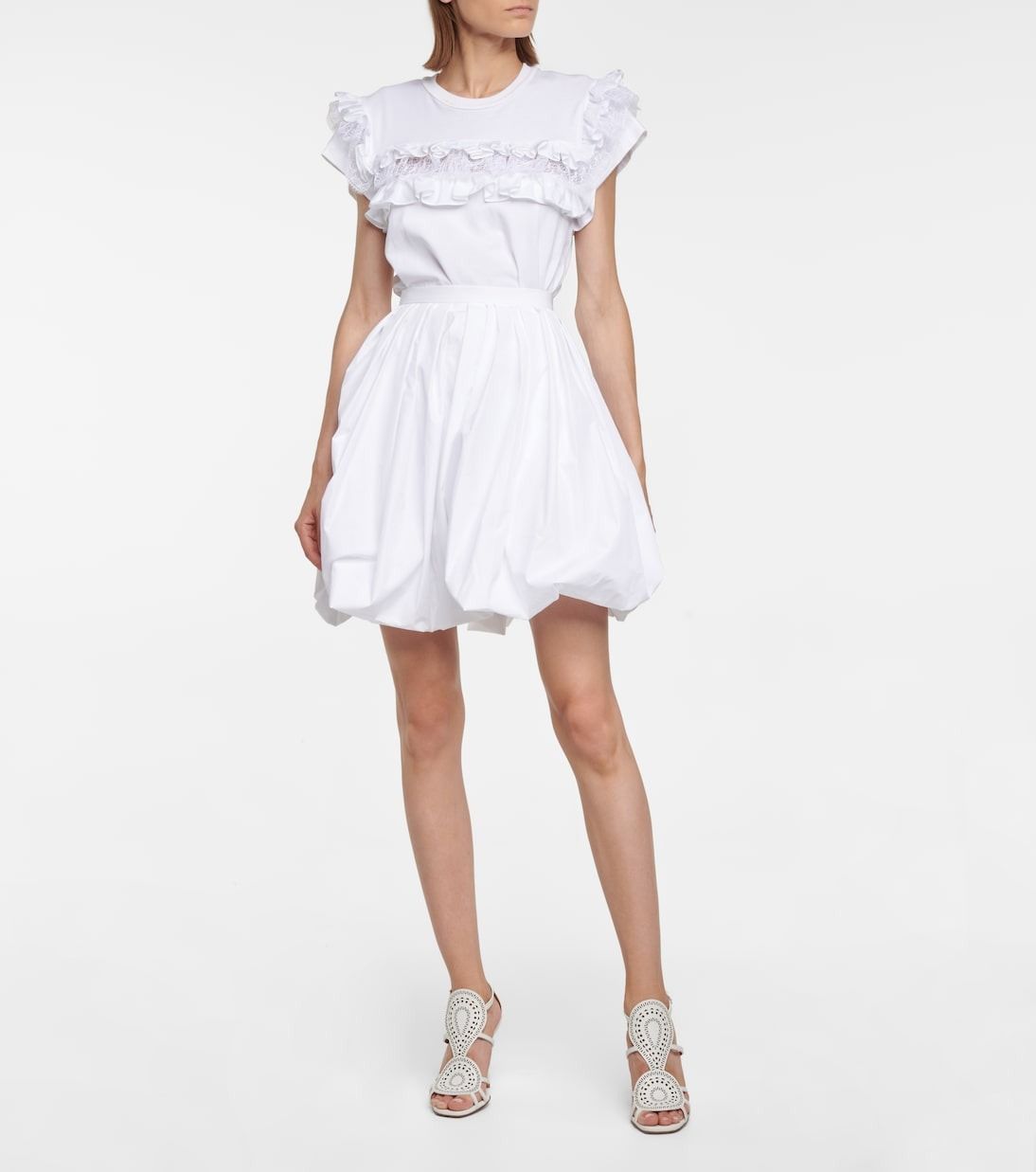 Ala&iuml;a, Cotton-Blend Poplin Miniskirt
