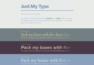 Daniel Eden’s justmytype.co is a handy set of font pairings from online libraries