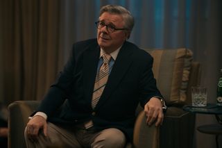 Nathan Lane as Dominick Dunne in episode 207 of Monsters: The Lyle And Erik Menendez Story.