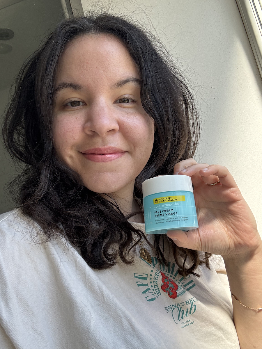 Mica Ricketts showing E.L.F. Skin Holy Hydration! Face Cream SPF 30