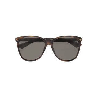 Tortoiseshell sunglasses with thin, round bottom frame