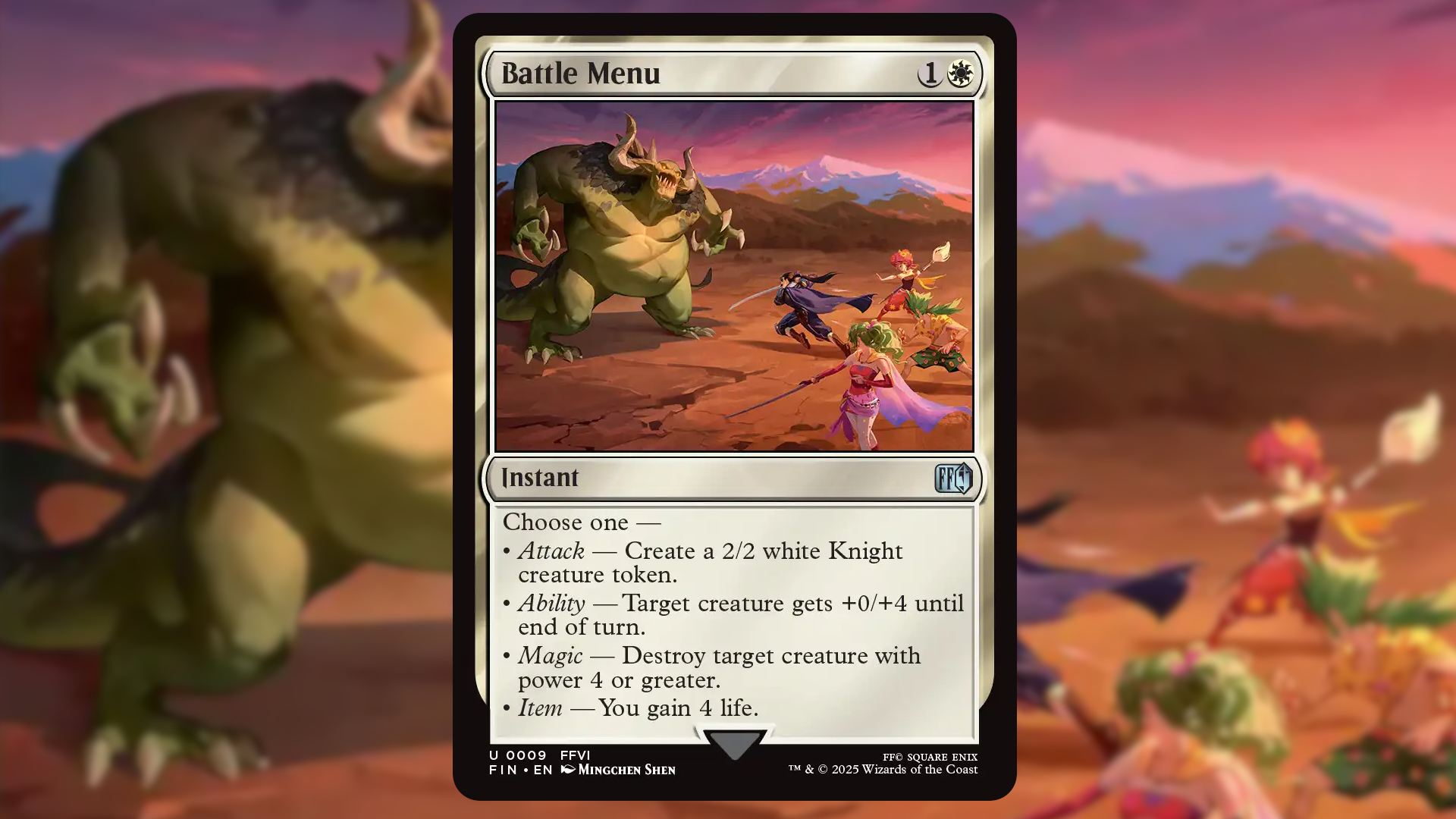 Battle Menu card against a colorful background