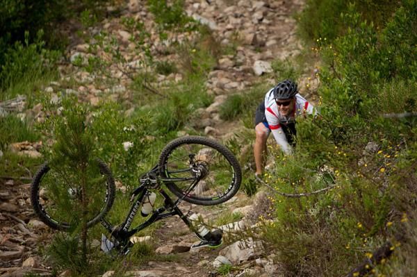 A rider crashes