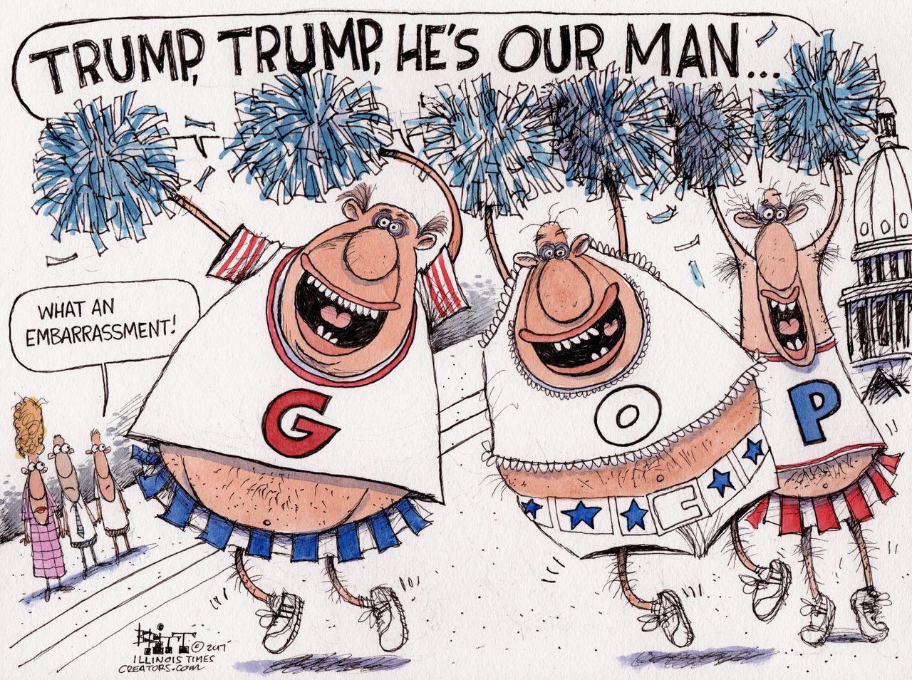 Political cartoon U.S. Trump GOP loyalty