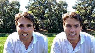 Side-by-side comparison between actor Miles Fisher and a virtual Tom Cruise