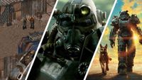 Split image showing Fallout, Fallout 3, and Fallout 4