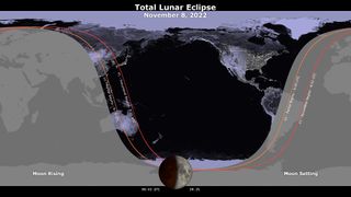 Visualization of where November 2022 total lunar eclipse will be visible from